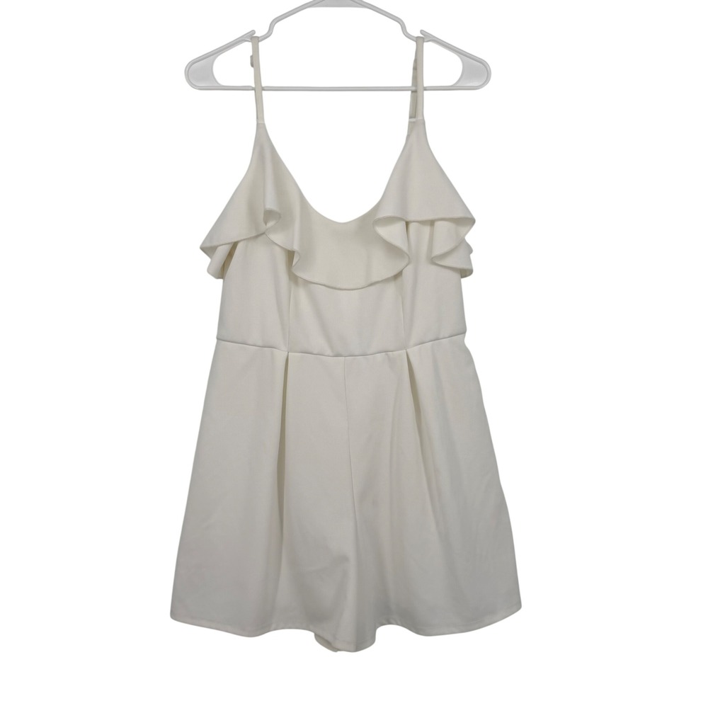 Altar'd State Romper Womens Large White Excellent Ruffle V-Neck Bride Wedding